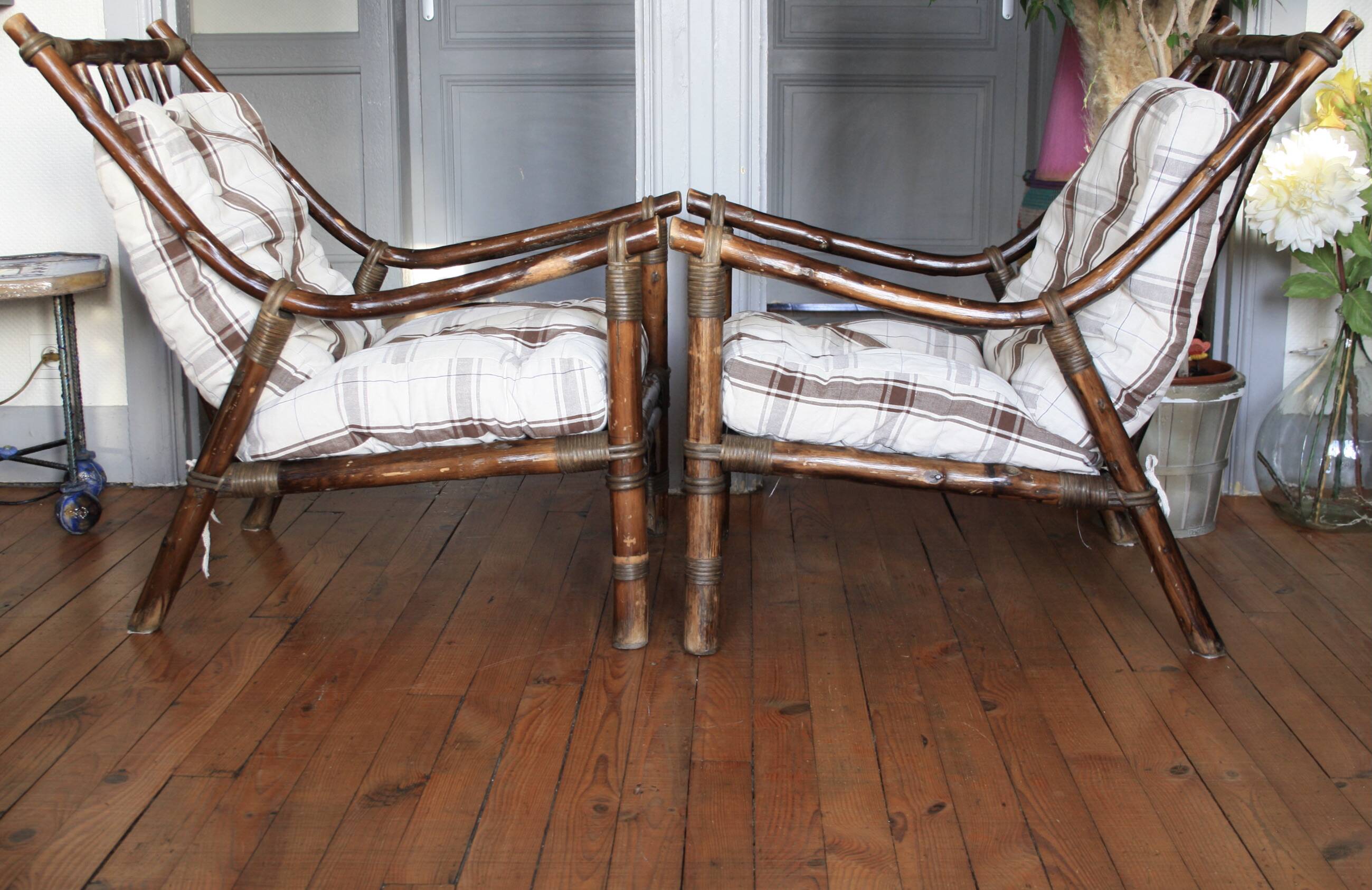 Vintage bamboo and rattan armchair