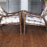 Vintage bamboo and rattan armchair