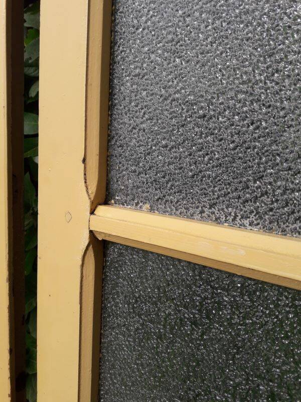 Pair of antique translucent glass sliding doors