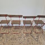 Set of 4 folding chairs for old bistro, guinguette, brasserie