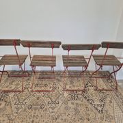 Set of 4 folding chairs for old bistro, guinguette, brasserie