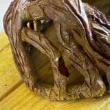 Vintage woven ceramic basket / empty pocket 19 / 25 cm