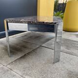 Vintage coffee table 70s marble top & chrome legs