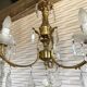 Vintage metal and crystal pendant chandelier, early 20th century.