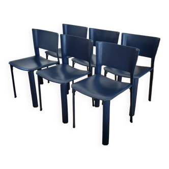 Leather Dining Chair S91 by Giancarlo Vegni for Fasem Italy - 1990, Set of 6