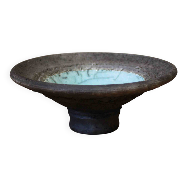 Coupelle sur piedouche en raku - Michel Cohen