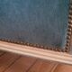 Louis XVI style curved bench sofa in storm blue velvet – 3 seater