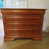 Chest of drawers in solid cherry wood with a curved top - Louis Philippe style - 4 drawers