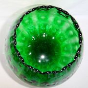 Vase Chalice glass Empoli green centerpiece on foot 38 cm cut collection