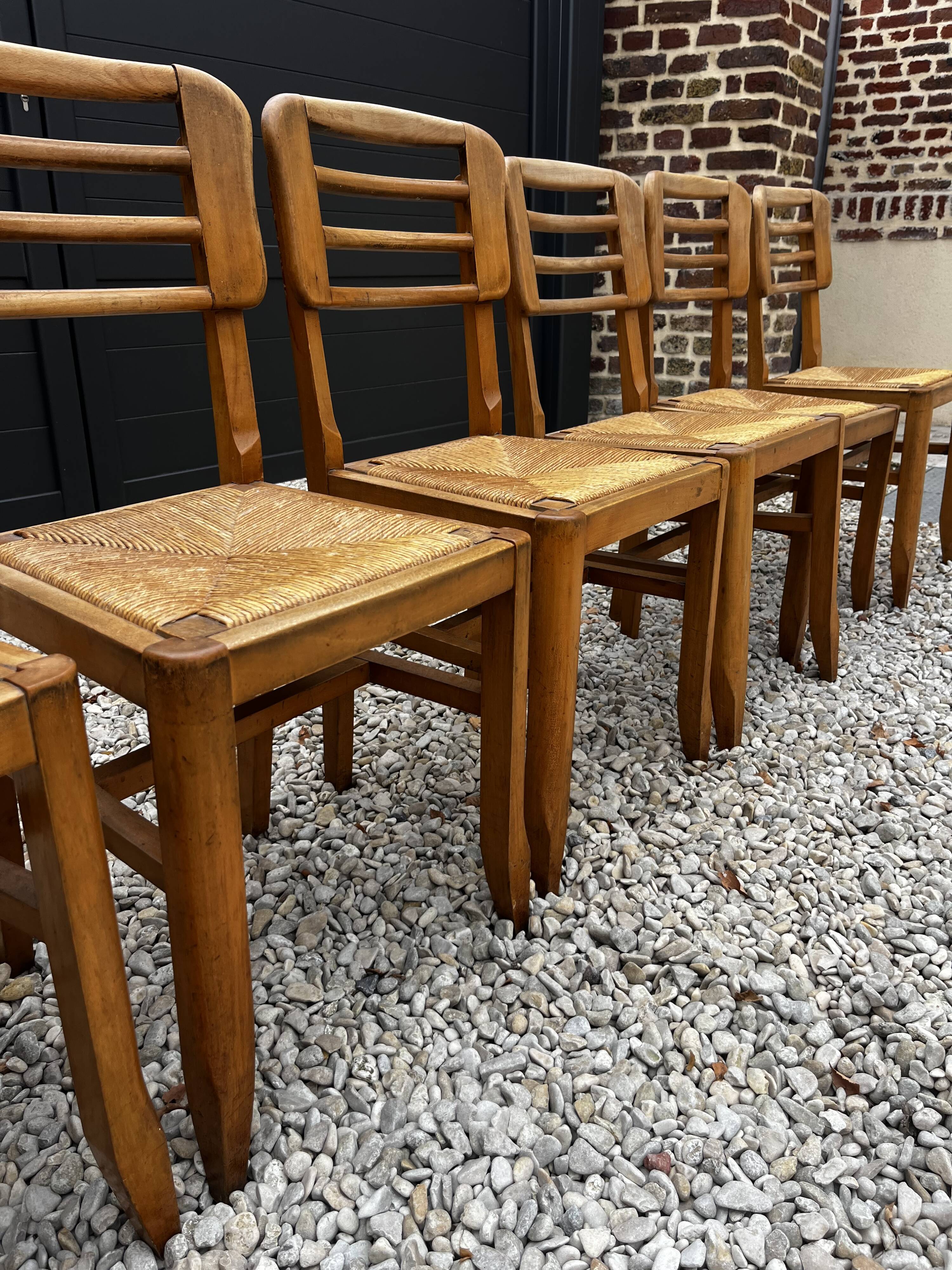 Set of 6 raw stone chairs French design
