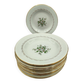 Service of 12 vintage deep plates L'Amandinois Floral Decoration and Gilding