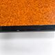 Vintage coffee table in wood burl and black lacquer, geometric inlay.