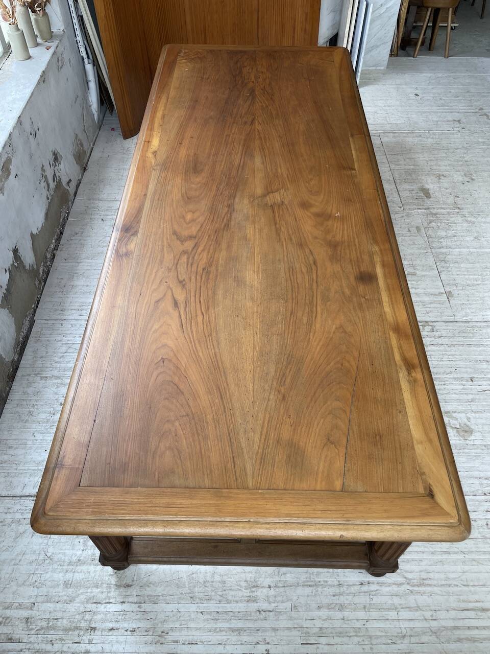 Solid walnut farmhouse castle table 1900 XXL