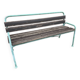 Banc de jardin vintage en bois et métal 60s