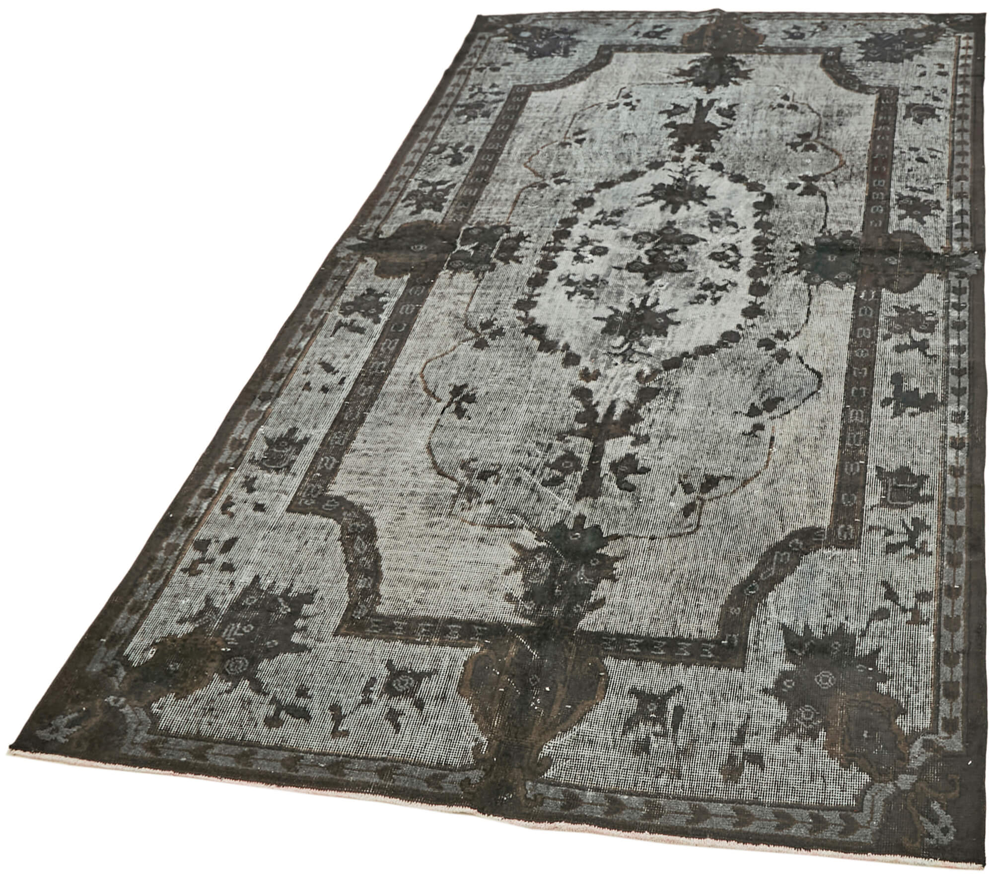 Handwoven unique turkish 1980s 166 cm x 300 cm black rug