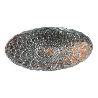 Large vintage glass fruit bowl with star patterns