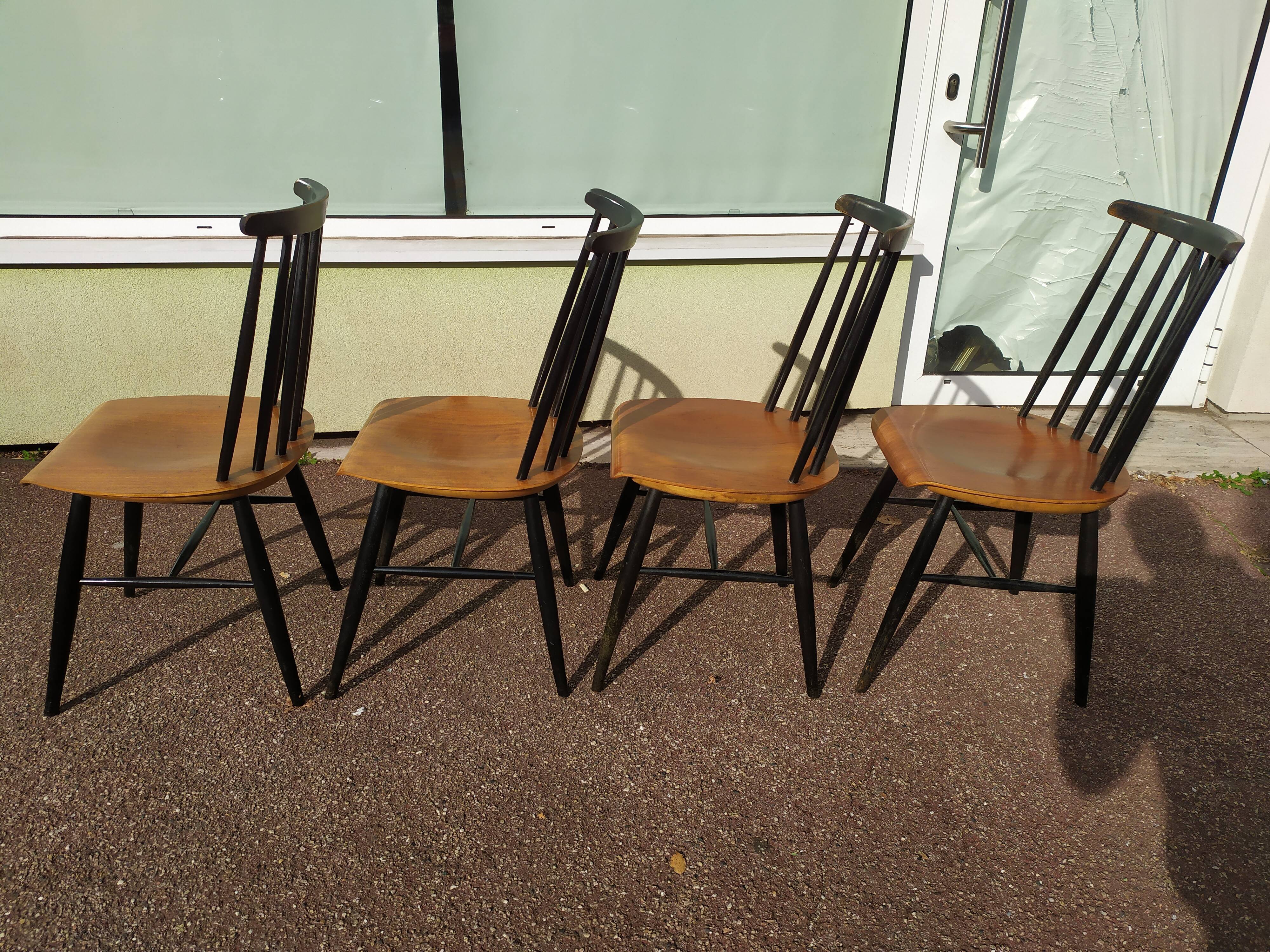 Set of 4 Scandinavian Chairs Fanett by Ilmari Tapiovaara, 60s