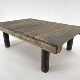 1950's vintage industrial wood & iron coffee table