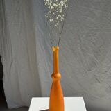 Vase soliflore en verre orange vintage H34