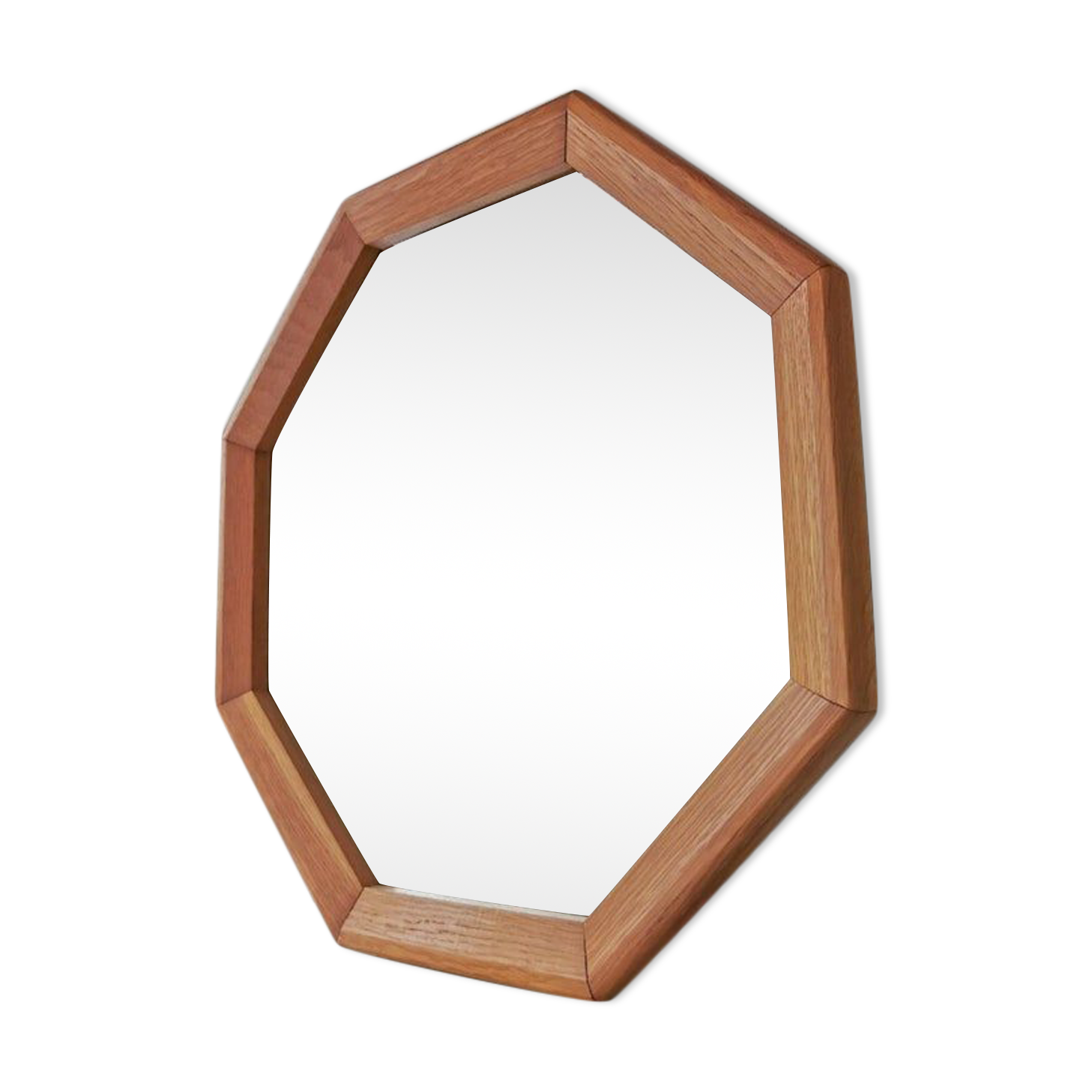 Vintage wooden mirror with cut glass, 80s (54 x 54 cm)