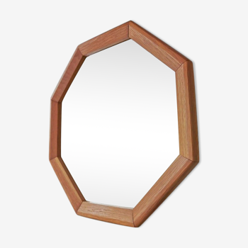 Vintage wooden mirror with cut glass, 80s (54 x 54 cm)