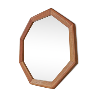 Miroir vintage en bois avec verre taillé, années 80 ( 54 x 54 cm)