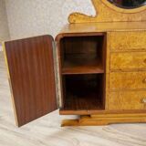 Early 20th Century Vanity Veneered with Karelian Birch with Oval Mirror, 1950s