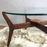 Round teak and glass coffee table, 1960s