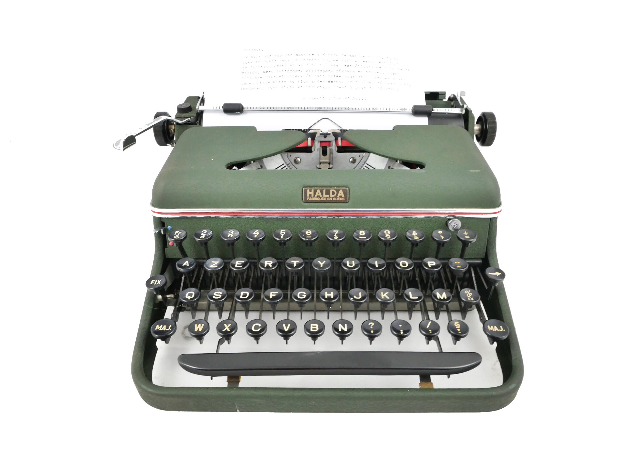 Halda Model P Sweden vintage green typewriter 50