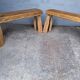 Pair of 2 patinated solid wood benches / stools
