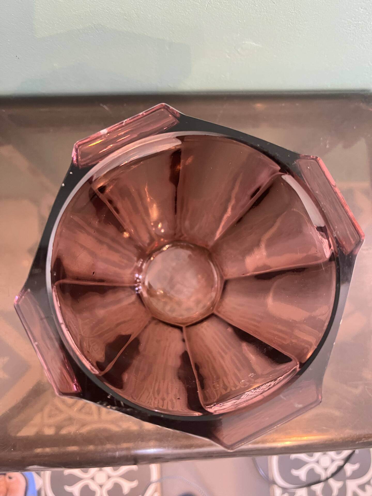 Faceted Art Deco vase in purple glass