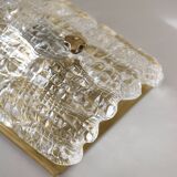 Pair of glass and brass wall lights by Carl Fagerlund for Orrefors, 1960.