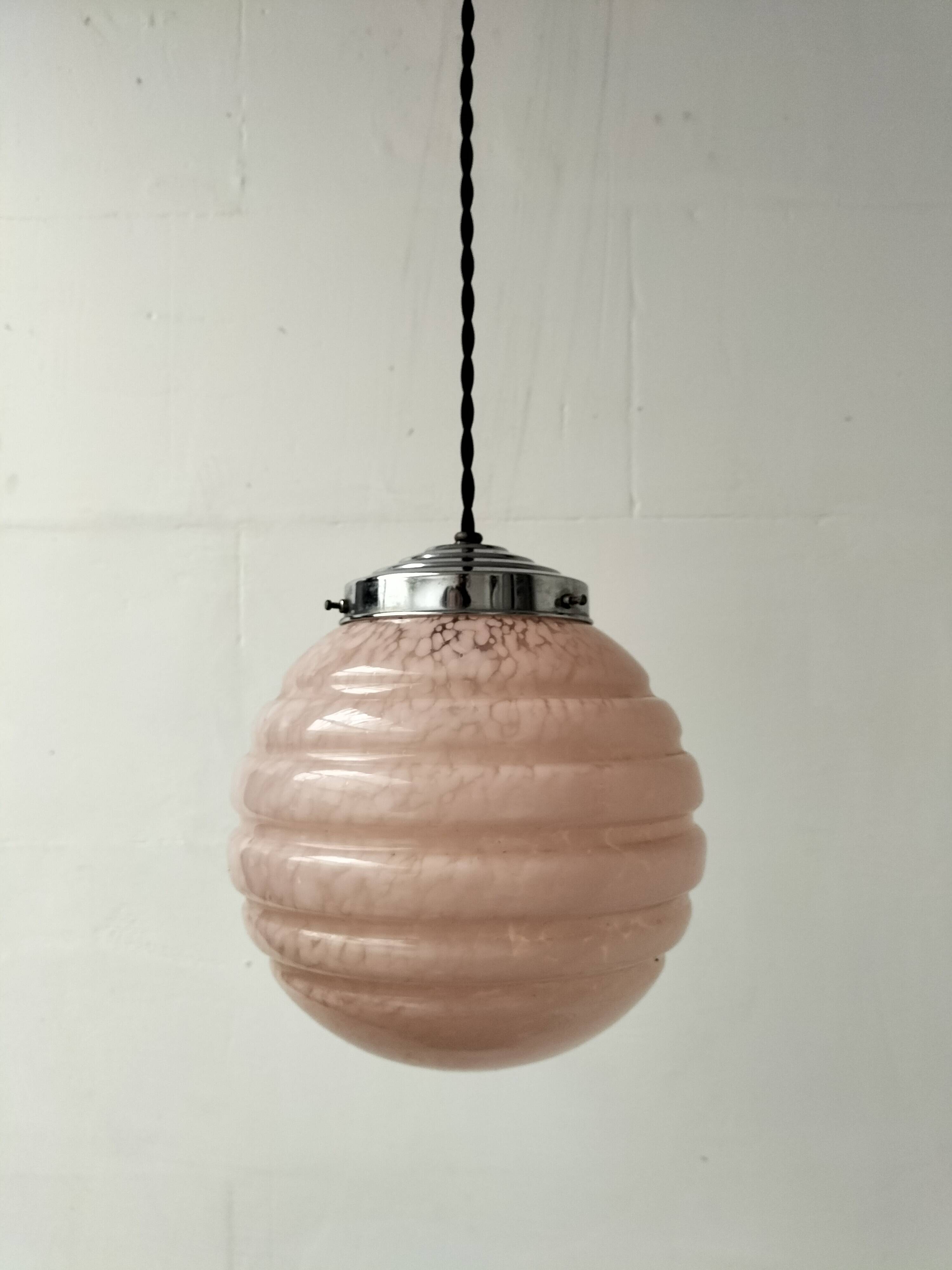 pink opaline pendant light