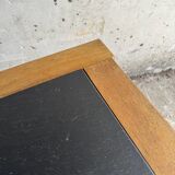 Vintage Oak Coffee Table with Belgian Blue Stone Top — Natural Oak & Dark Slate Grey, 1950s