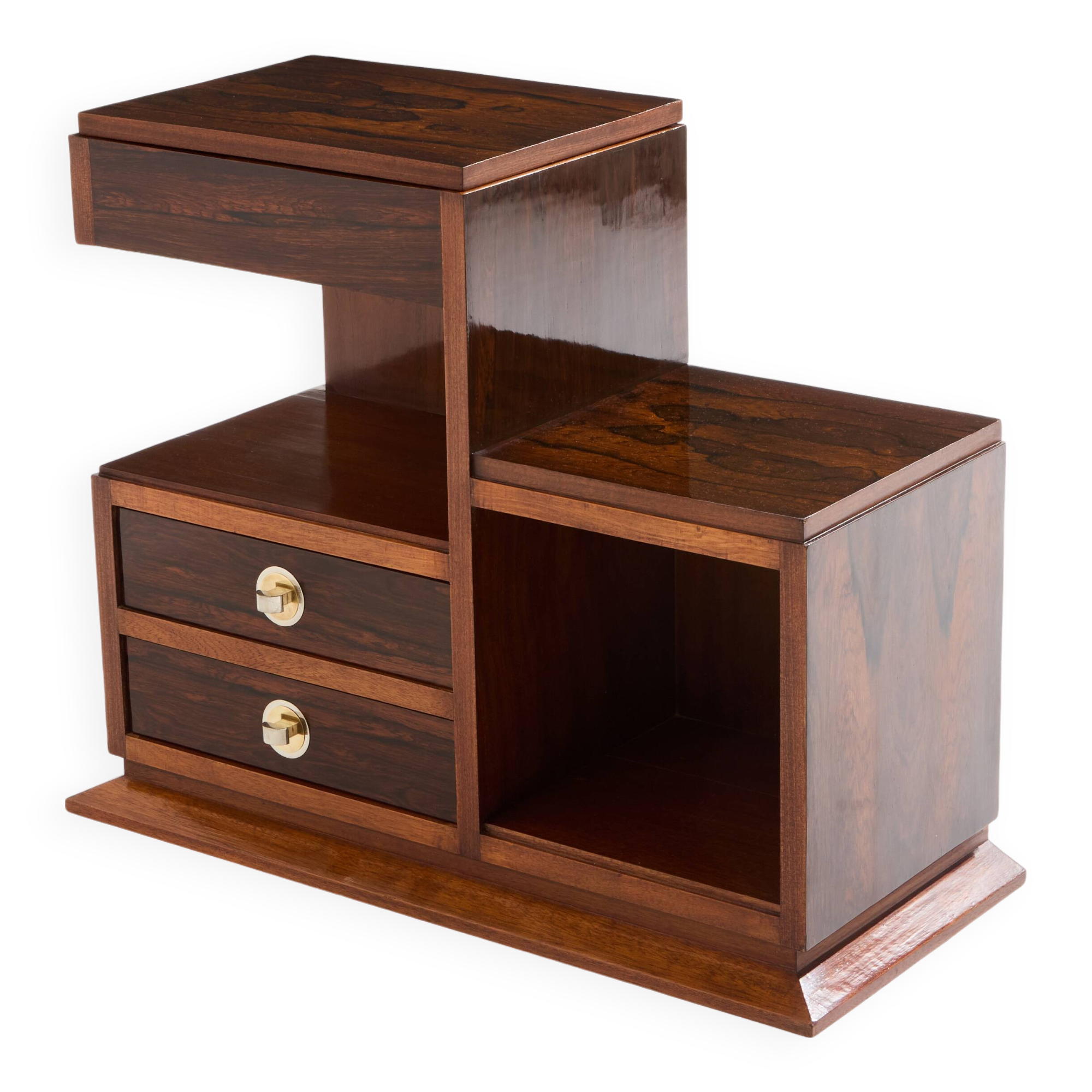 Art Deco Modernist Rosewood Brass Sewing Cabinet circa 1940