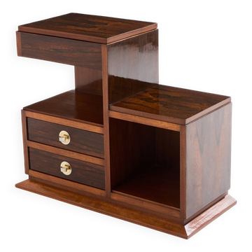 Art Deco Modernist Rosewood Brass Sewing Cabinet circa 1940