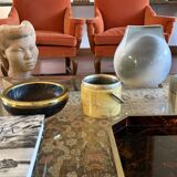 Mid-century cream parchment ice bucket, Aldo Tura Italy 1950s