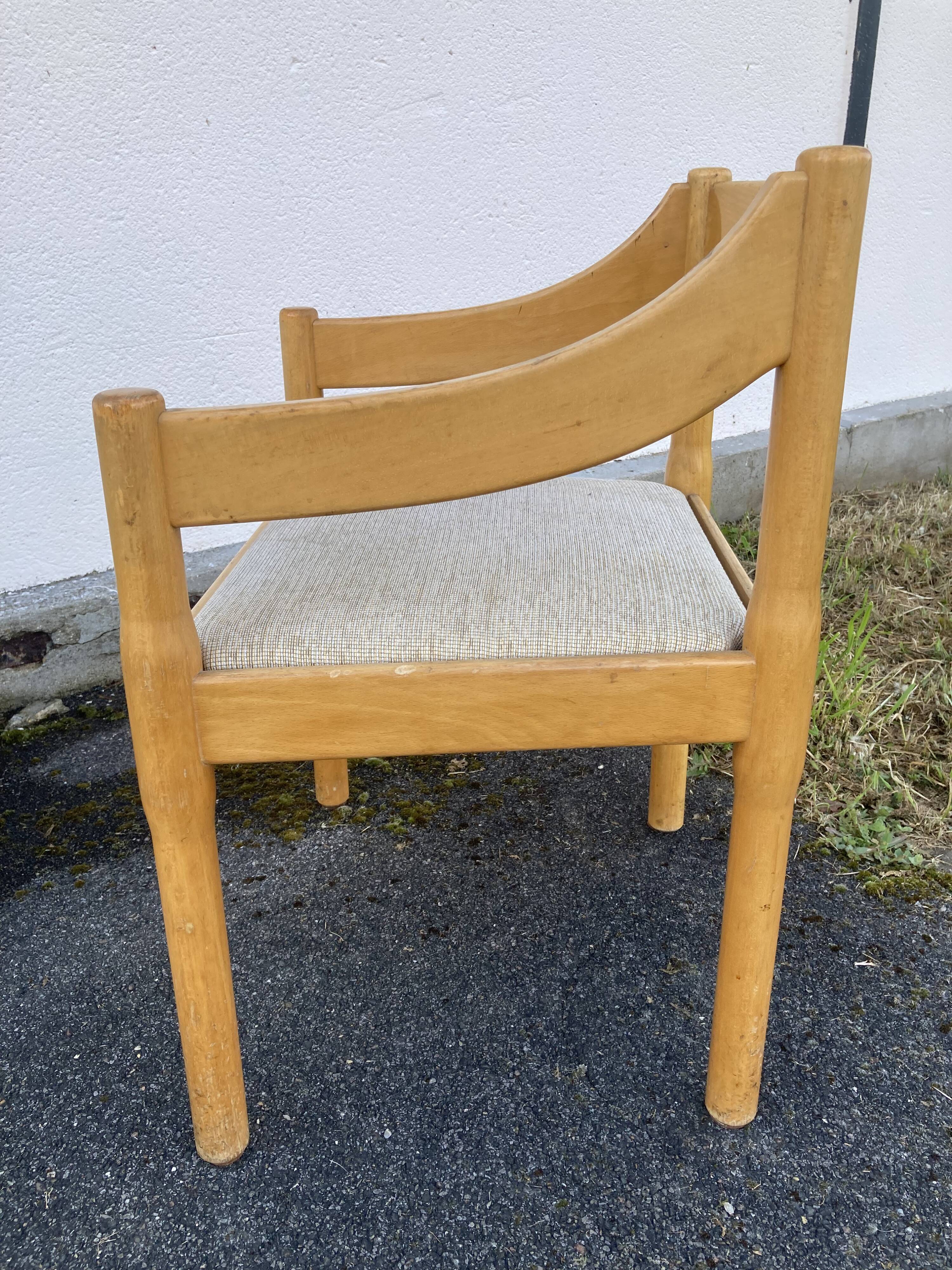 Six Carimate Cassina armchairs 1960's by Vico Magistretti