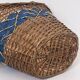 Panier vintage osier tressé bande bleue