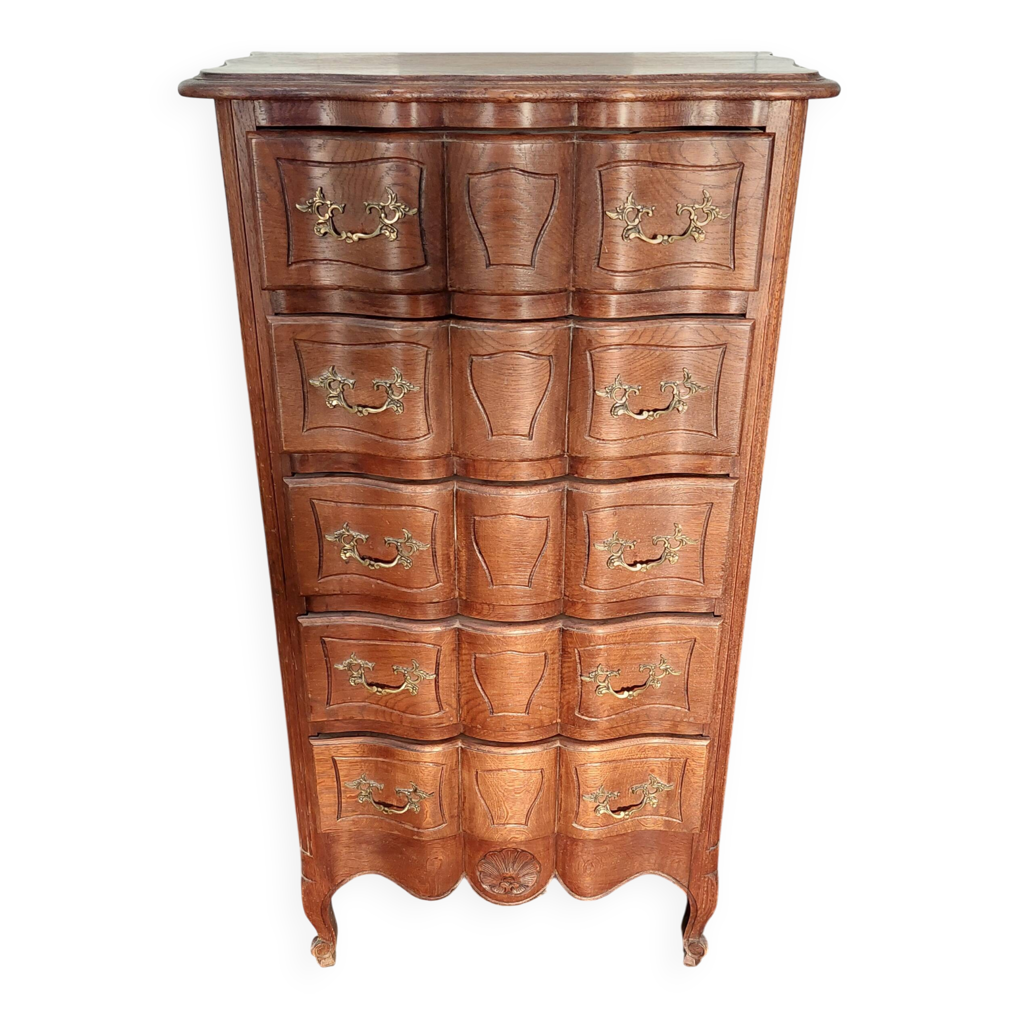 Small oak cabinet with 5 drawers