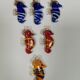 Six petits hippocampes de Murano en verre.