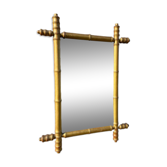 Miroir glace vintage style faux bambou doré, 58x42 cm