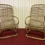 Pair of vintage rattan armchairs, Italy 1950