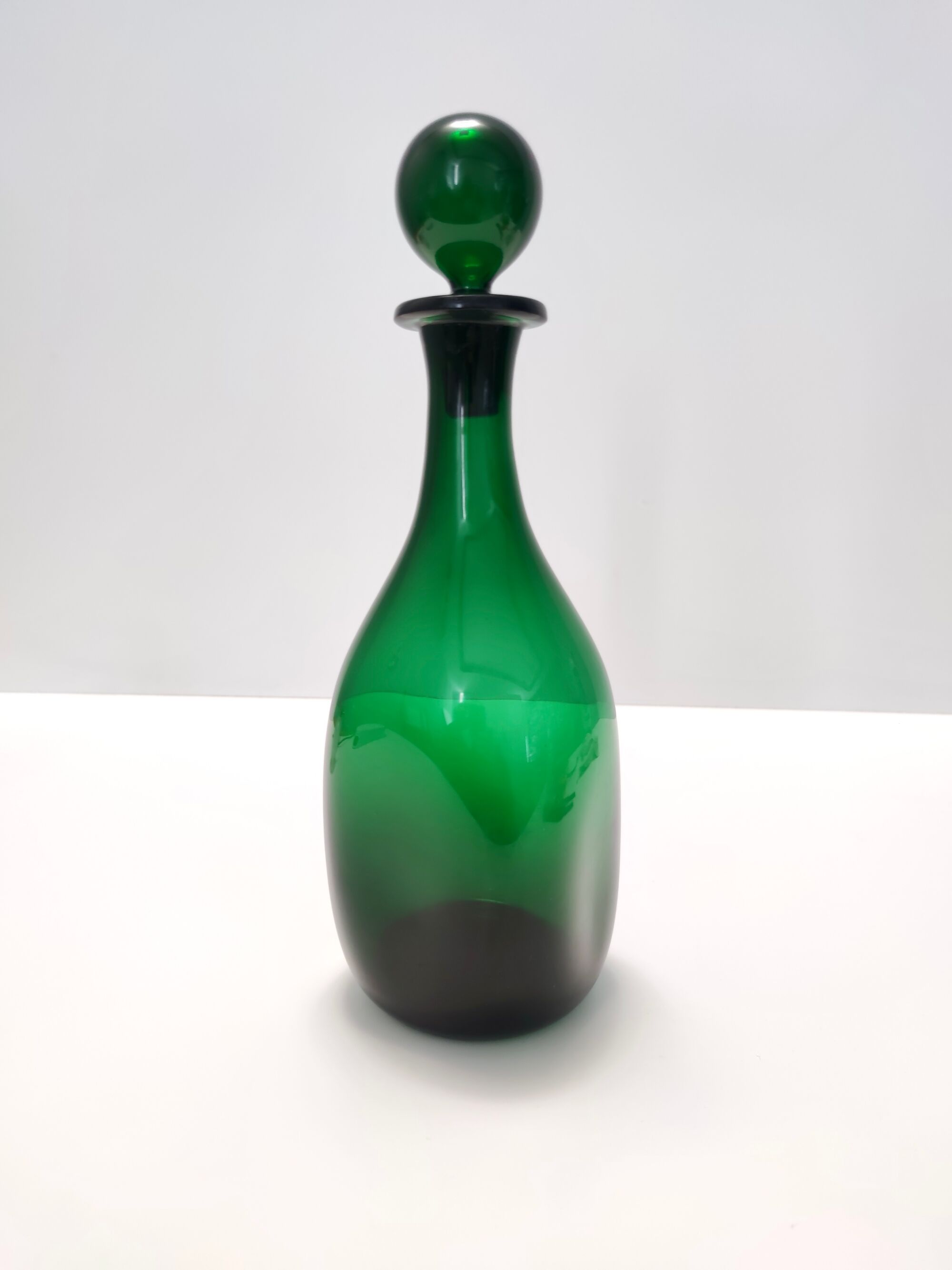 Vintage Green Hand-Blown Glass Bottle, Empoli, Italy