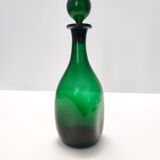 Vintage Green Hand-Blown Glass Bottle, Empoli, Italy