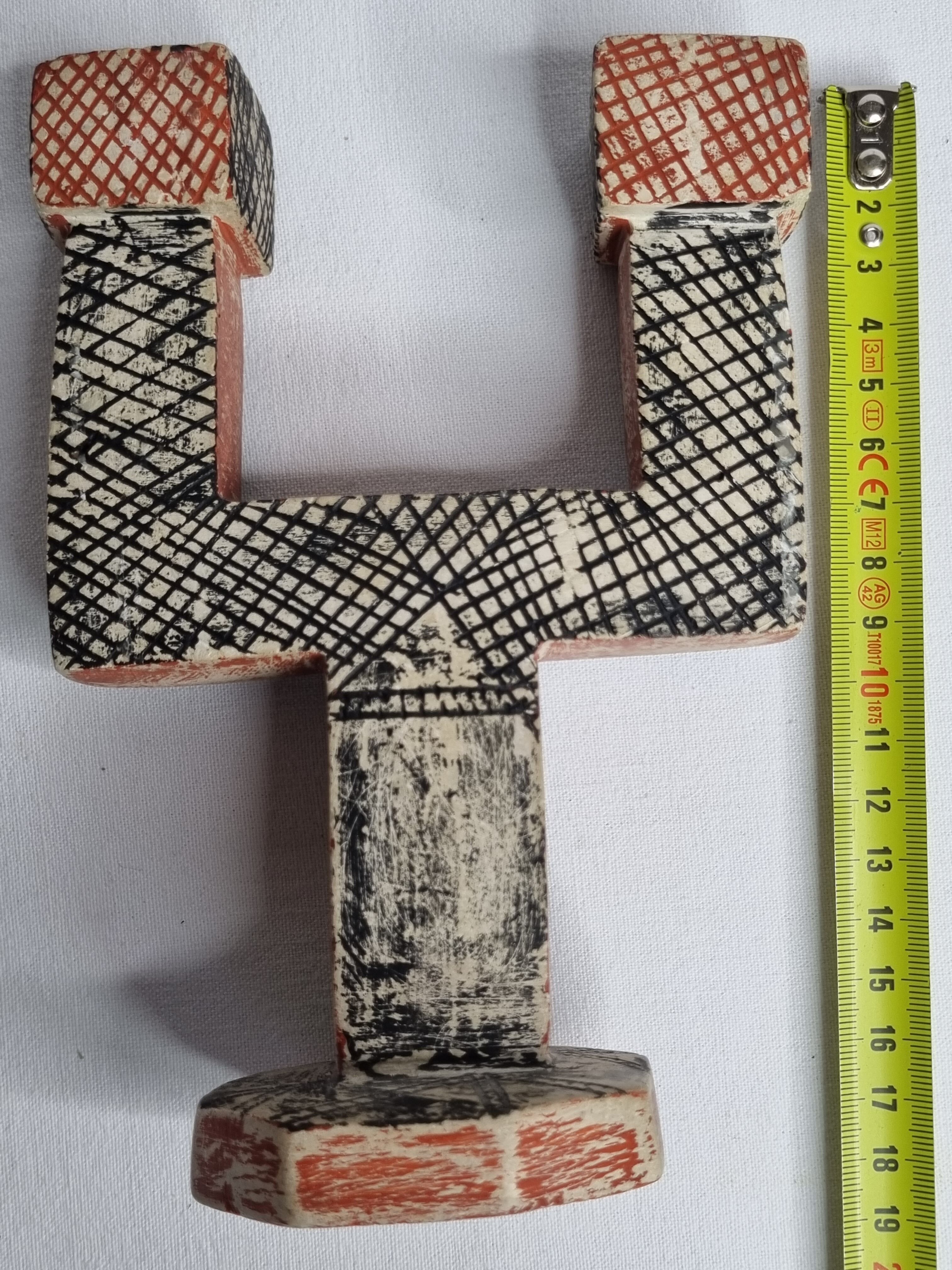 Ethnic candle holder with two branches, Moroccan handicrafts, 18 cm