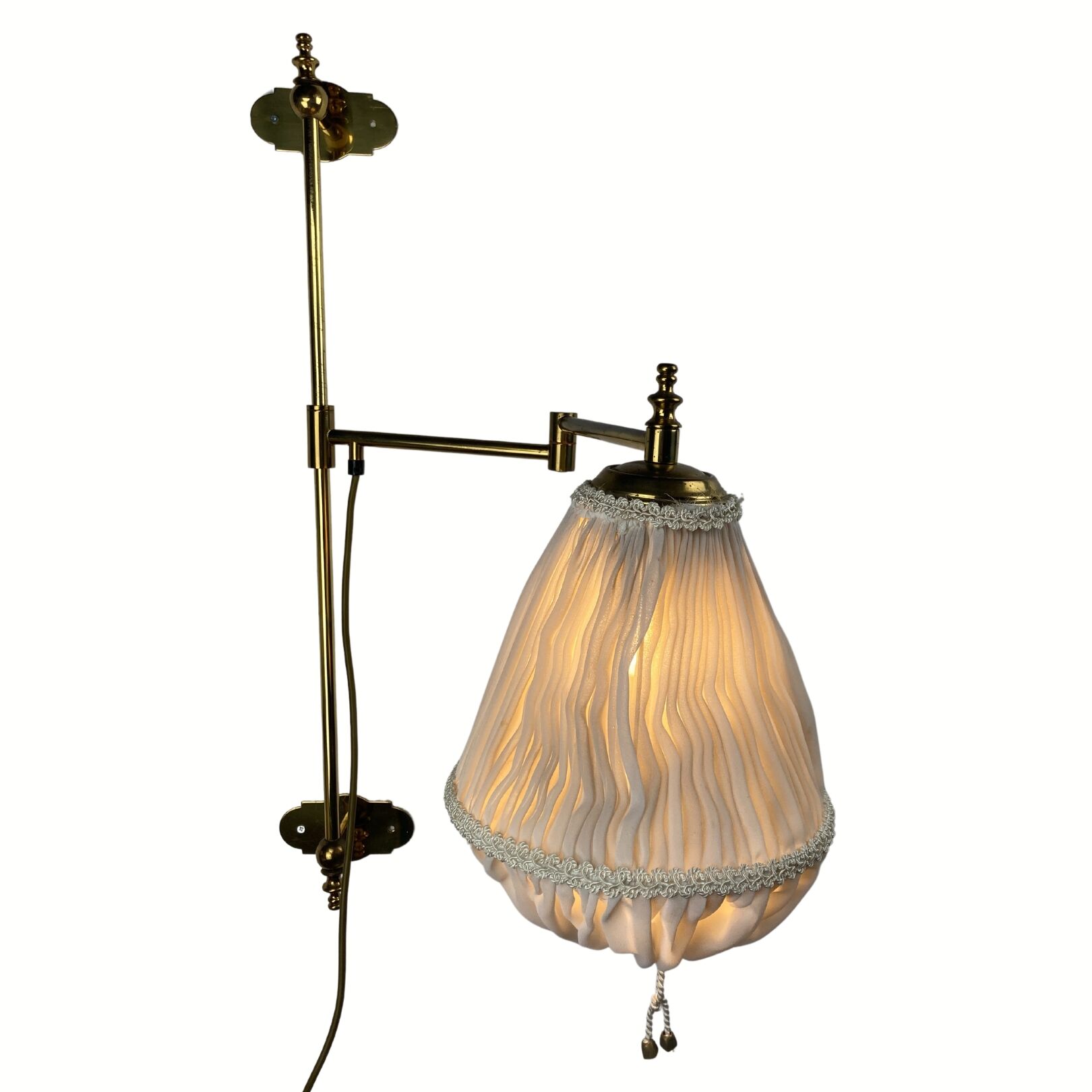 Brass art deco swivel arc wall lamp