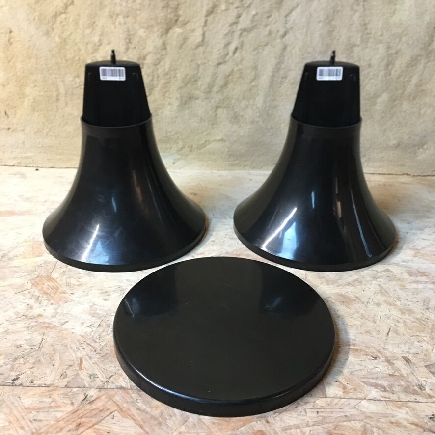 4 Original Black Tam Tam Stools by Henry Massonet