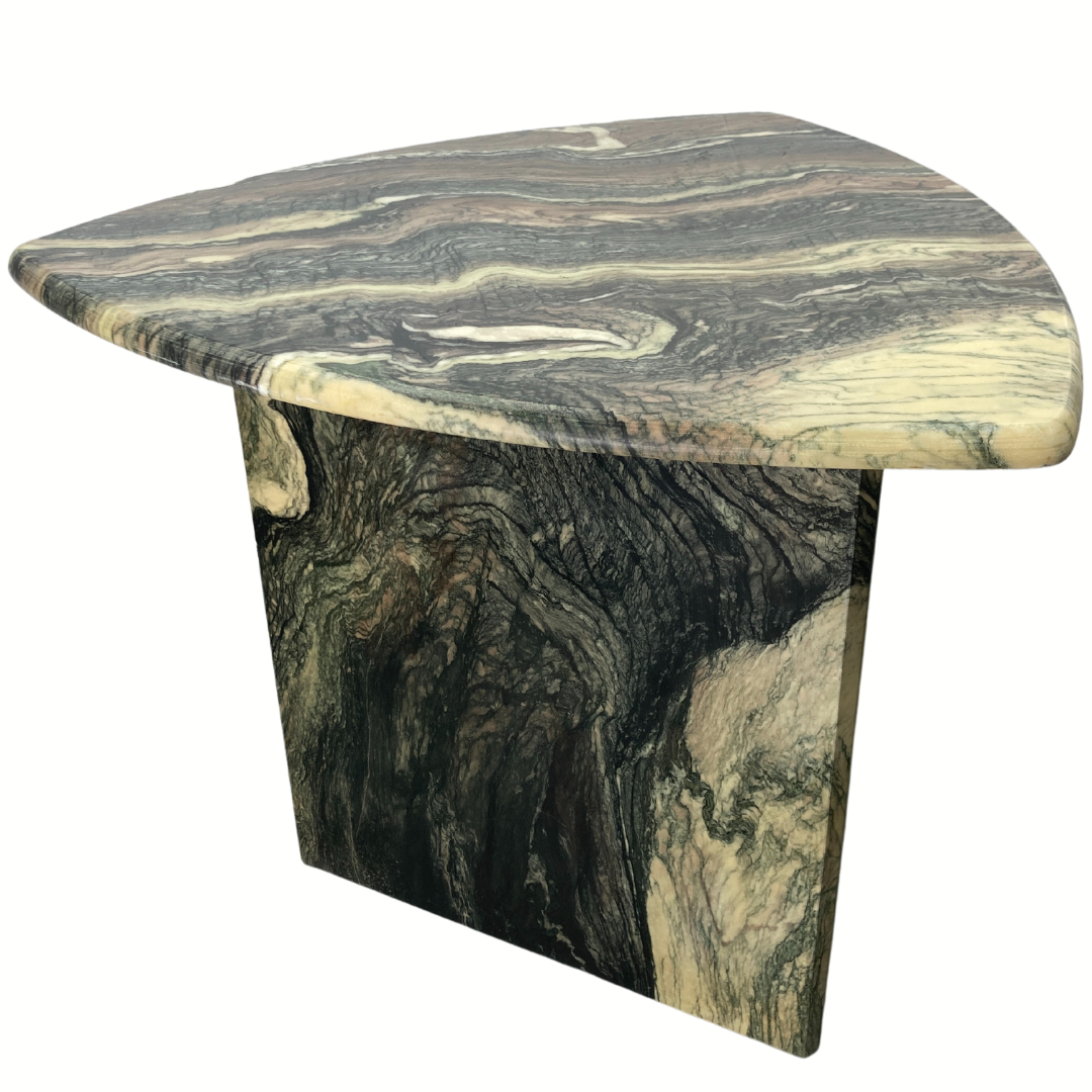 Cipollino marble kidney oval side table, Italy