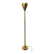 Vintage 50s Italian brass sculptural floor lamp, heart shaped shade, bark finish